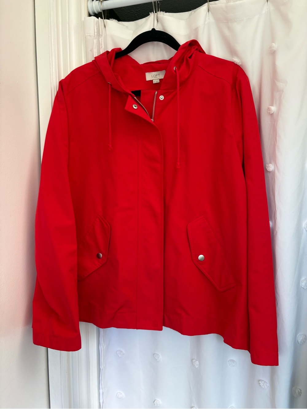LOFT Women's Red Hooded RainJacket
